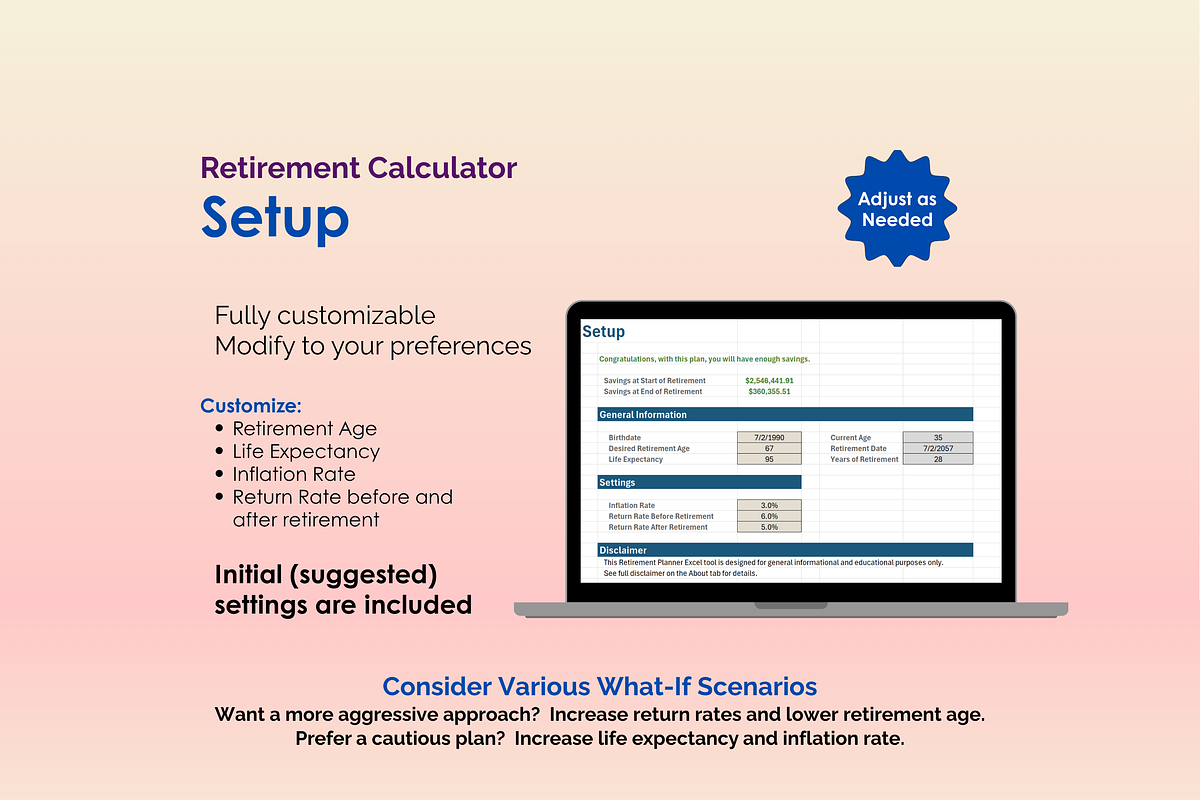 Retirement Calculator - Excel preview 2