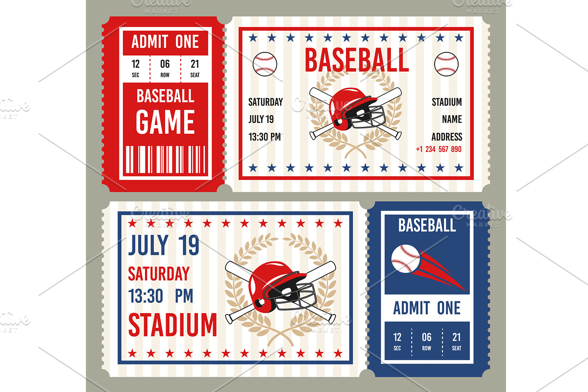 Vintage baseball tickets, a Sport Illustration by YummyBuum