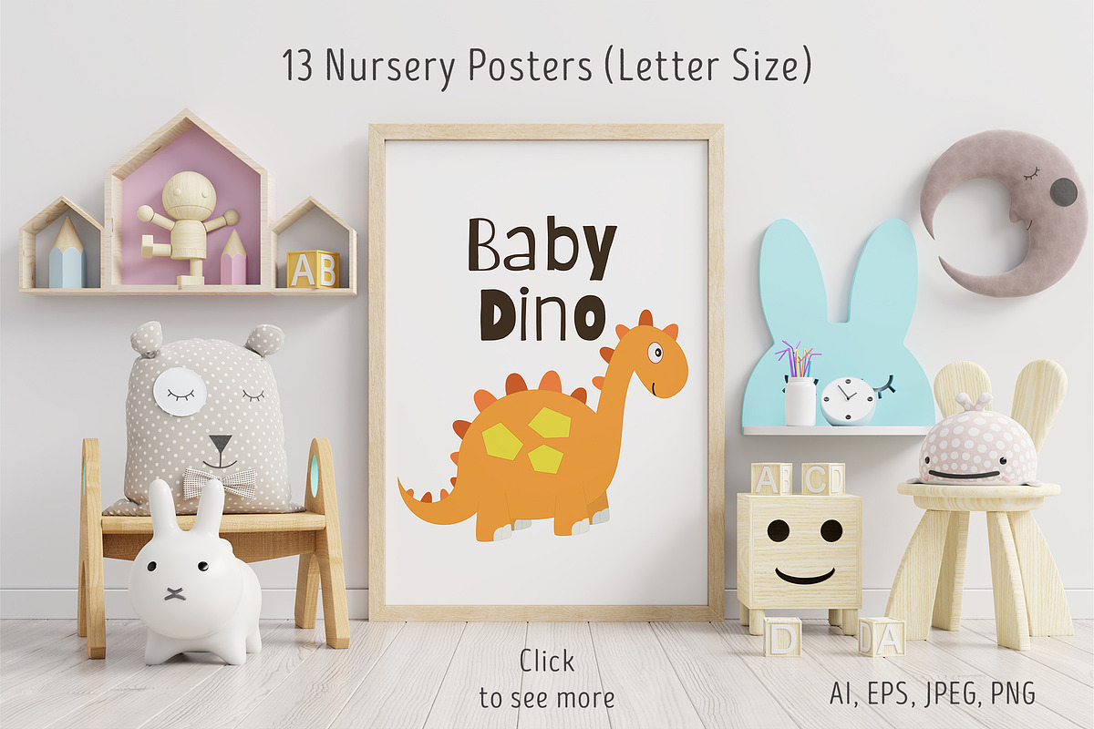 Nursery Art Dinosaurs Kids Bundle, an Animal Illustration by Nursery Art (Photo 3 of 9)