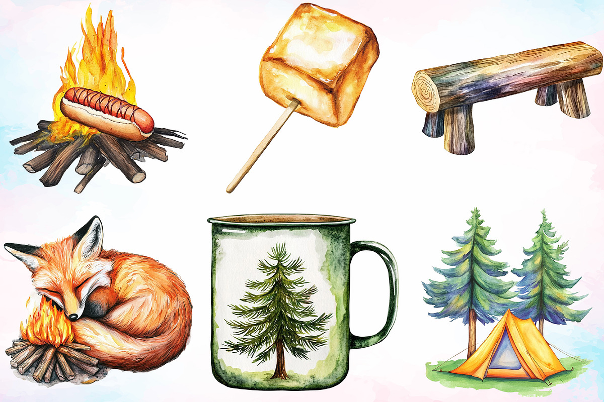 Weekend Forest Camping Clipart PNG, a Seasonal Illustration by Canvas Craft (Photo 3 of 4)