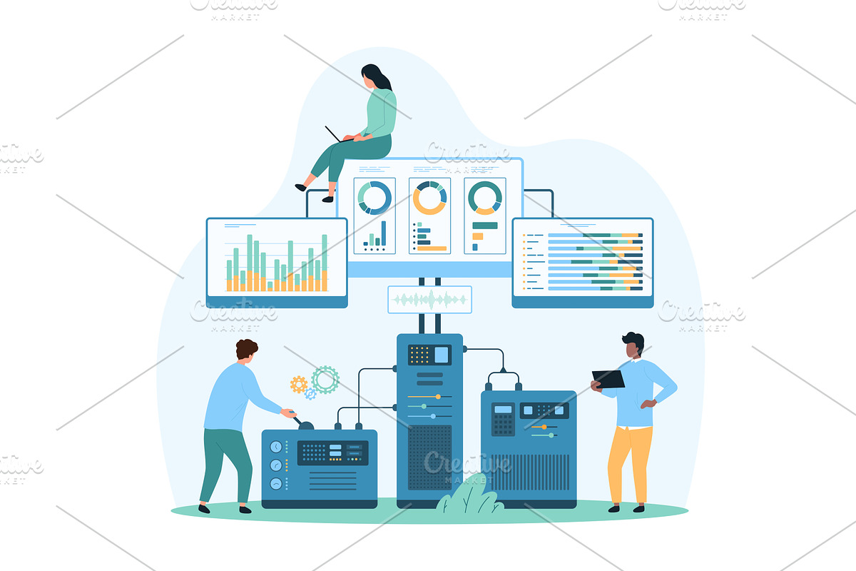 Cloud data storage hosting, a Technology Illustration by Flashvector