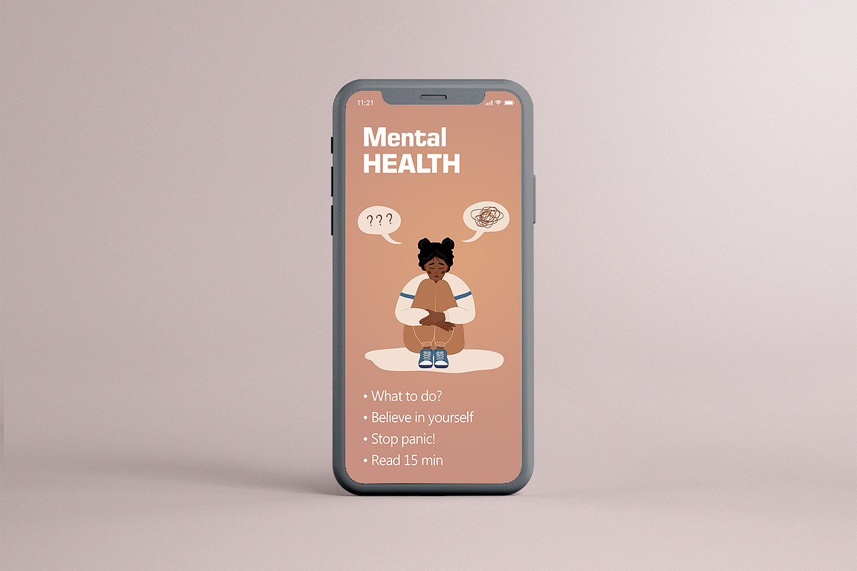 Mental Health african woman, a Healthcare Illustration by KeronnArt (Photo 8 of 8)
