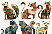 Whimsical Folk Art Cat Clipart, an Animal Illustration by Design Scotch (Thumbnail 4 of 9)