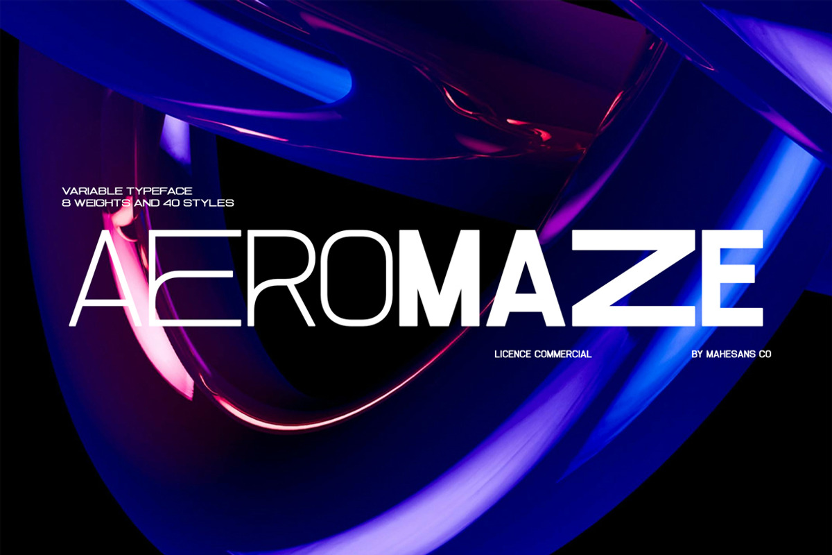 Aeromaze – Sans Family (40 Styles), a Sans Serif Font by Mahesans Co (Photo 1 of 11)