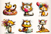 Whimsical Funny Cat Clipart Png, an Illustration by Dream Creation (Thumbnail 4 of 6)