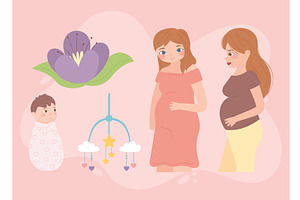 set pregnants women, a Person Illustration by studiogstock