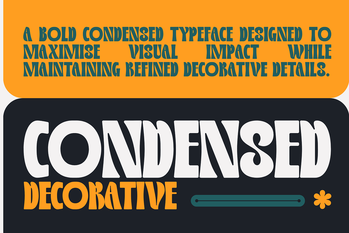 Qeiko–Bold Condensed Decorative Font, a Sans Serif Font by MaikoHatta (Photo 2 of 8)
