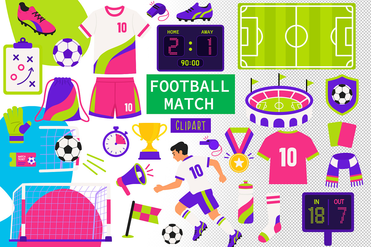 Football Match Vector Clipart Pack, a Sport Illustration by NataKa (Photo 1 of 4)