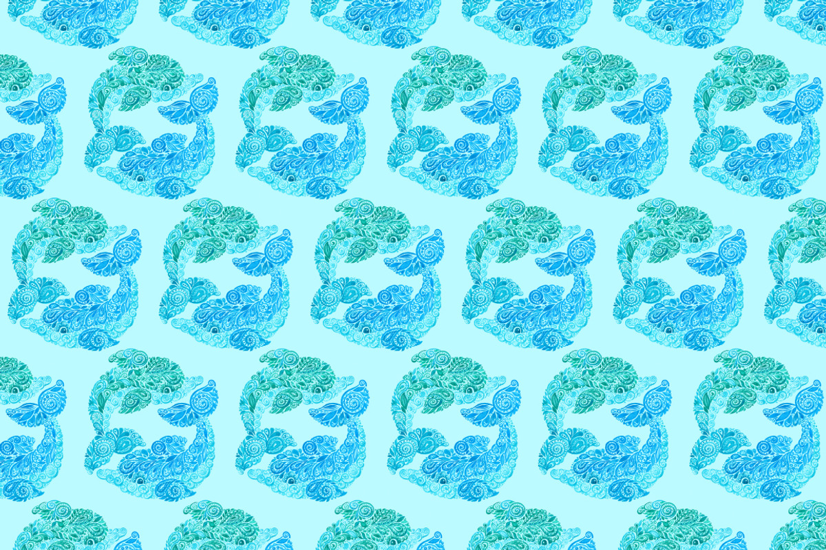 Playing Watercolor DOLPHINS, a Pattern Graphic by ekaart (Photo 6 of 6)