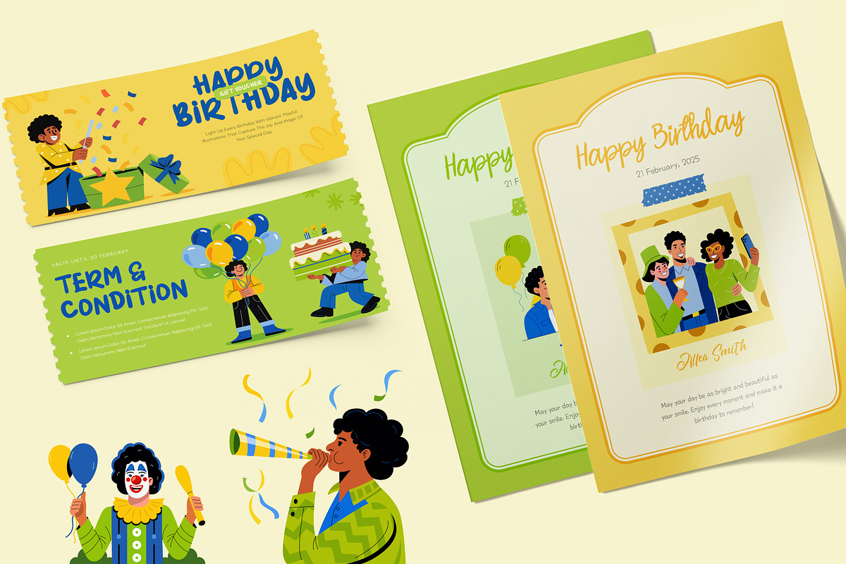 Happy Birthday Illustration Set, a Decorative Illustration by Prosymbols (Photo 4 of 10)