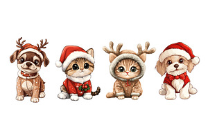 Pets in christmas costumes. Cartoon, an Animal Illustration by Stock-Smart-Start