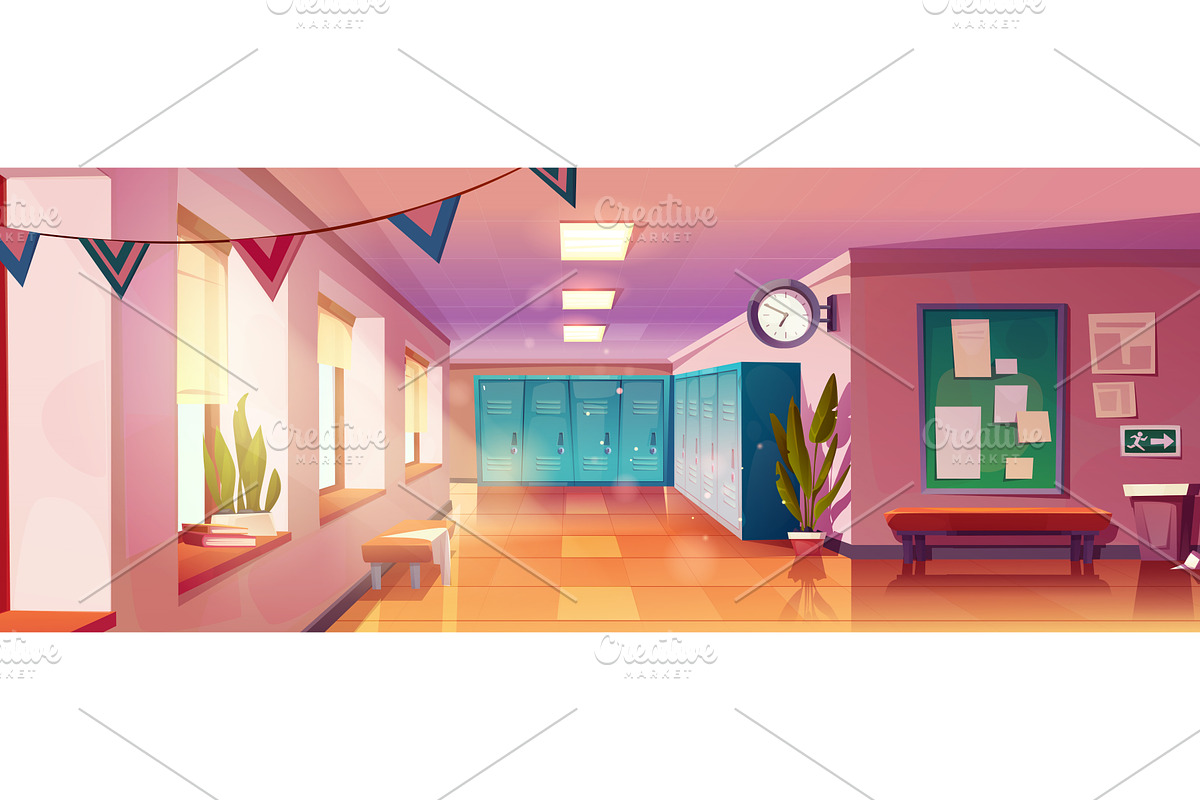 School corridor interior, an Education Illustration by art PVP - market