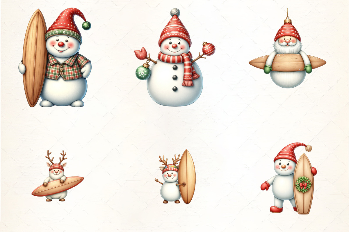 Christmas Snowman with Surfboard Cli, an Illustration by CrexoraLab (Photo 4 of 5)