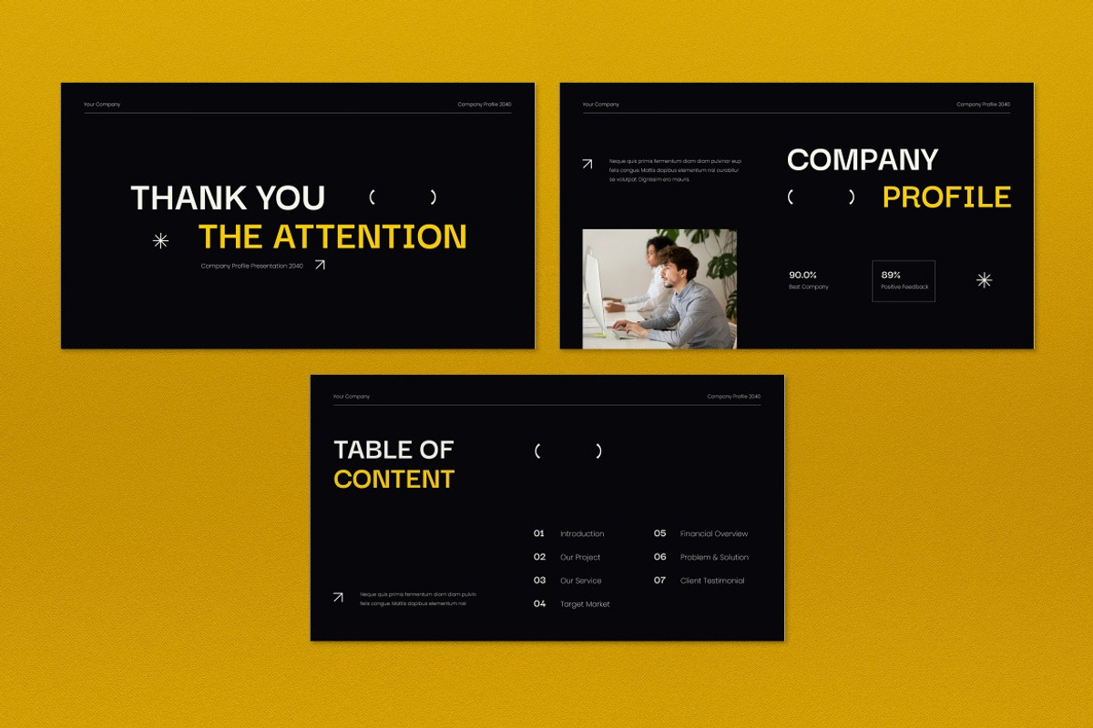 Black Company Profile Google Slide, a Presentation Template by graphicook (Photo 5 of 5)