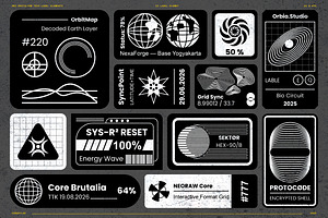 Neo Brutalism Tech Label Elements