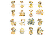 Floral Spring Animals Clipart, Goose, an Animal Illustration by Nicole Branger Art (Thumbnail 8 of 22)
