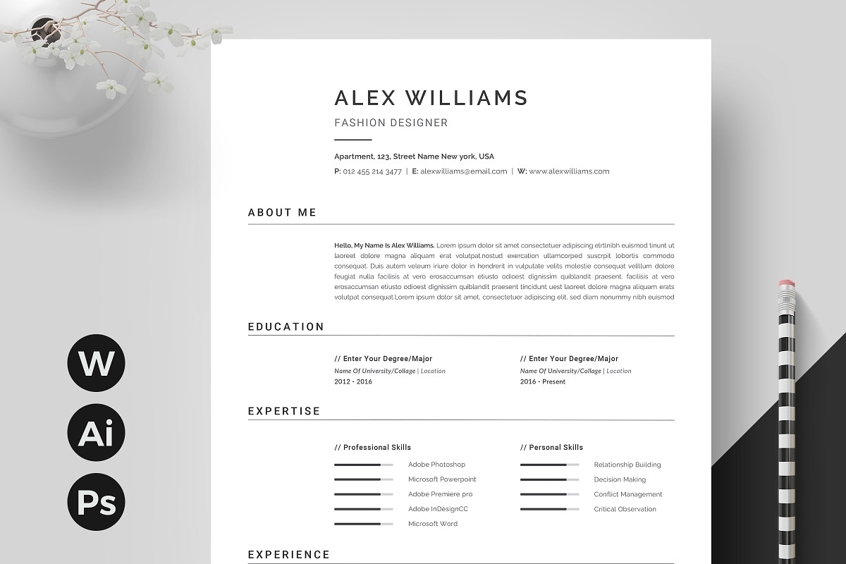 Resume Template / CV, a Resume Template by CreativeZoom (Photo 1 of 7)