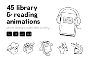 Library and Reading Icon Animations, an Outline Icon by Vectors Market (Thumbnail 1 of 5)