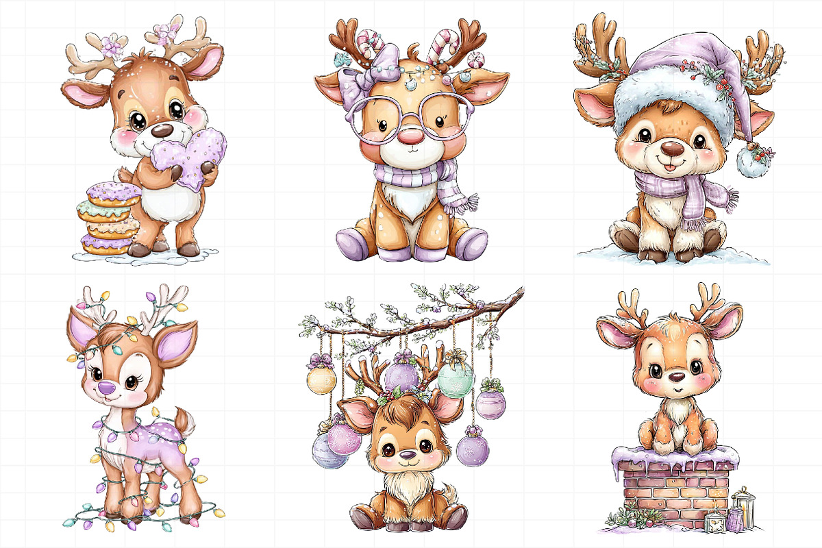 Funny Christmas Reindeer Clipart, an Illustration by Daily.Designs (Photo 3 of 5)