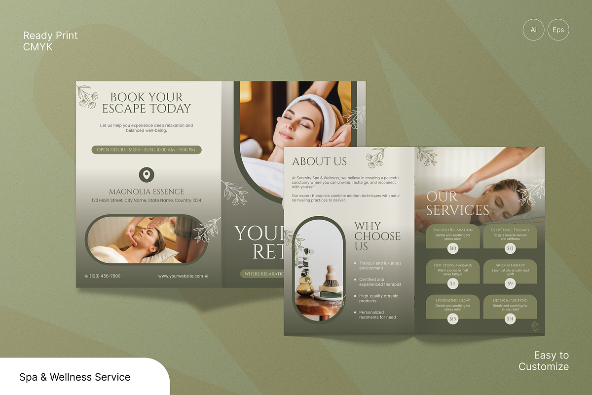 Spa Wellness Service Bifold Brochure, a Brochure Template by Annora Studio (Photo 1 of 6)