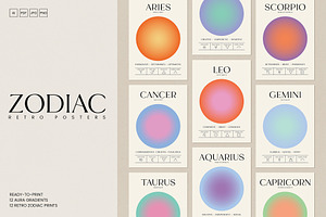 Zodiac Aura Posters | Astrology Set, a Poster Template by May Motif
