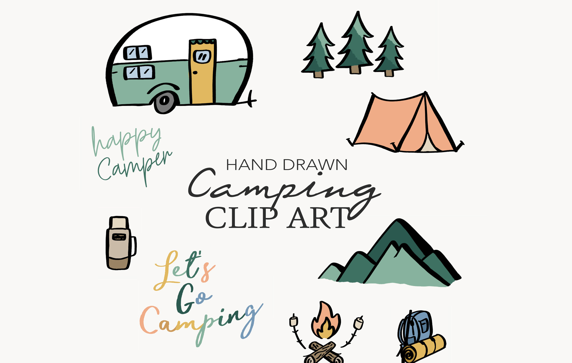 Camping Clip Art - Outdoors Doodles, a Graphic by WinshipAndRose