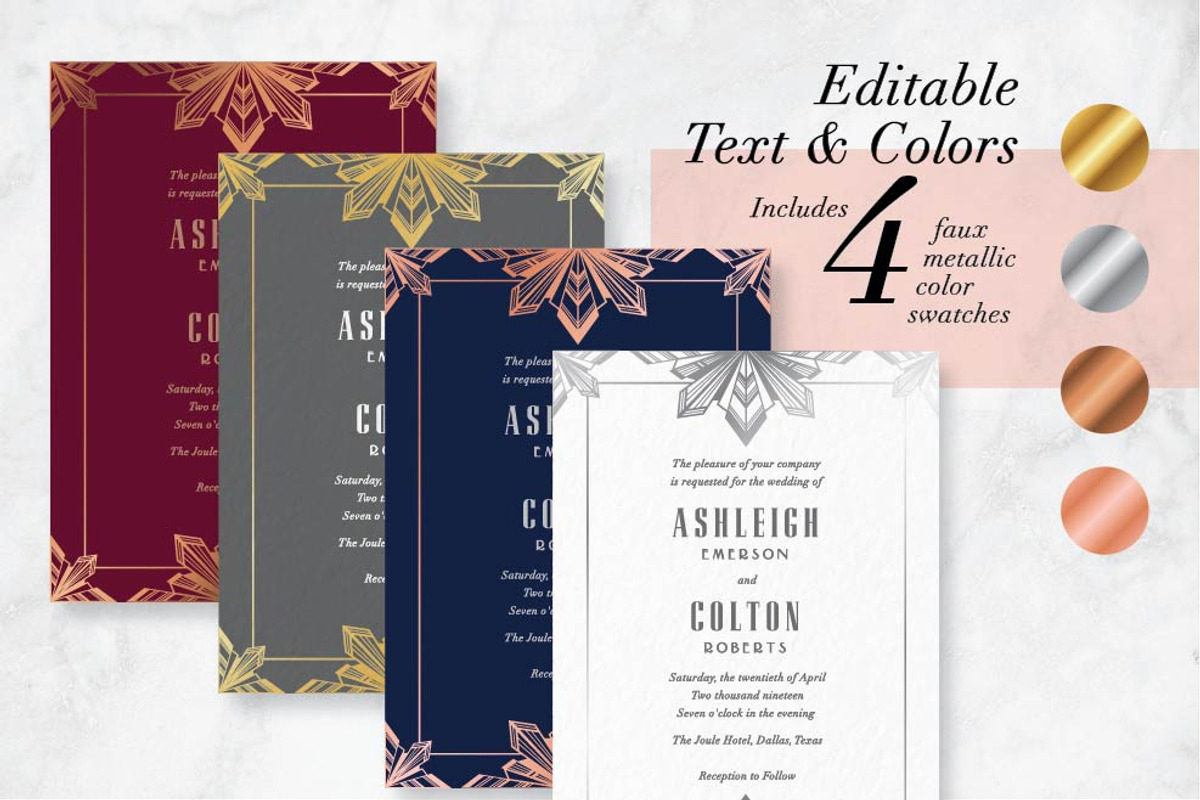 Modern Meets Art Deco Invite Suite, an Invitation Template by StoryBird Design (Photo 4 of 6)