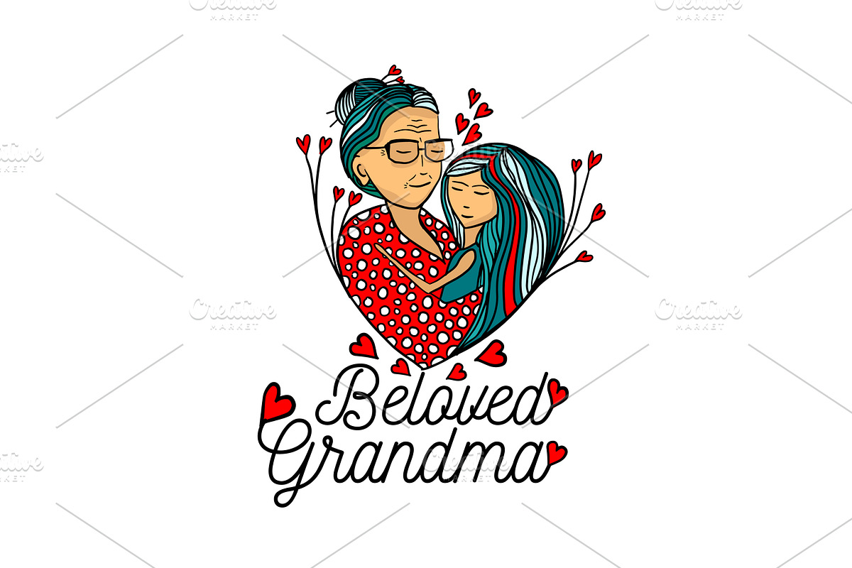 Illustration of a grandmother with, a Person Illustration by Nenahliadava Design