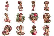 Whimsical Strawberry Girl Clipart, a Seasonal Illustration by CitraGraphics (Thumbnail 3 of 6)