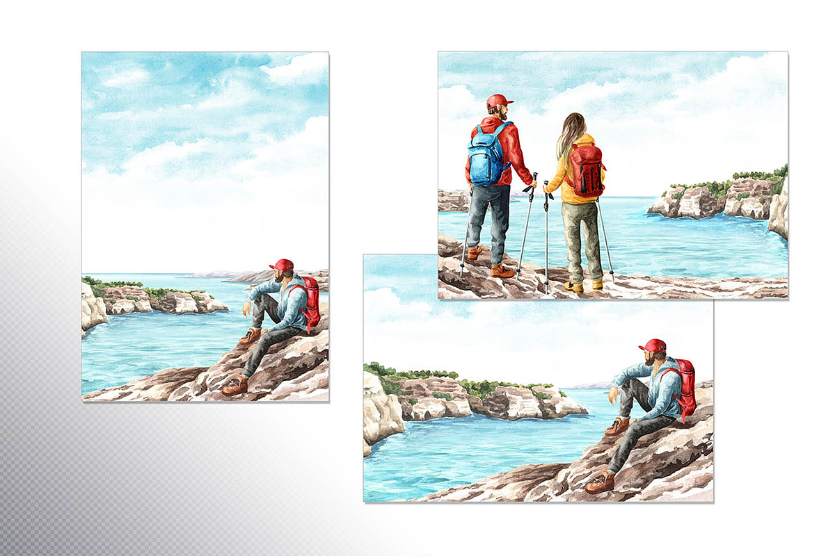 Let's Hiking! Watercolor set, a Person Illustration by Daria Ustiugova (Photo 11 of 13)