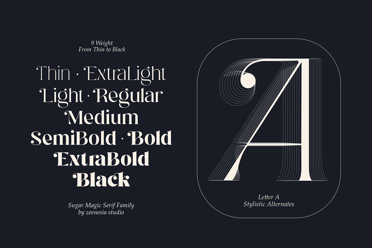 Sugar Magic Serif - 9 Font Family, a Serif Font by zeenesia (Photo 3 of 26)