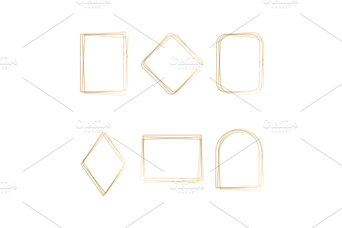 Elegant golden watercolor frames, an Illustration by okskukuruza