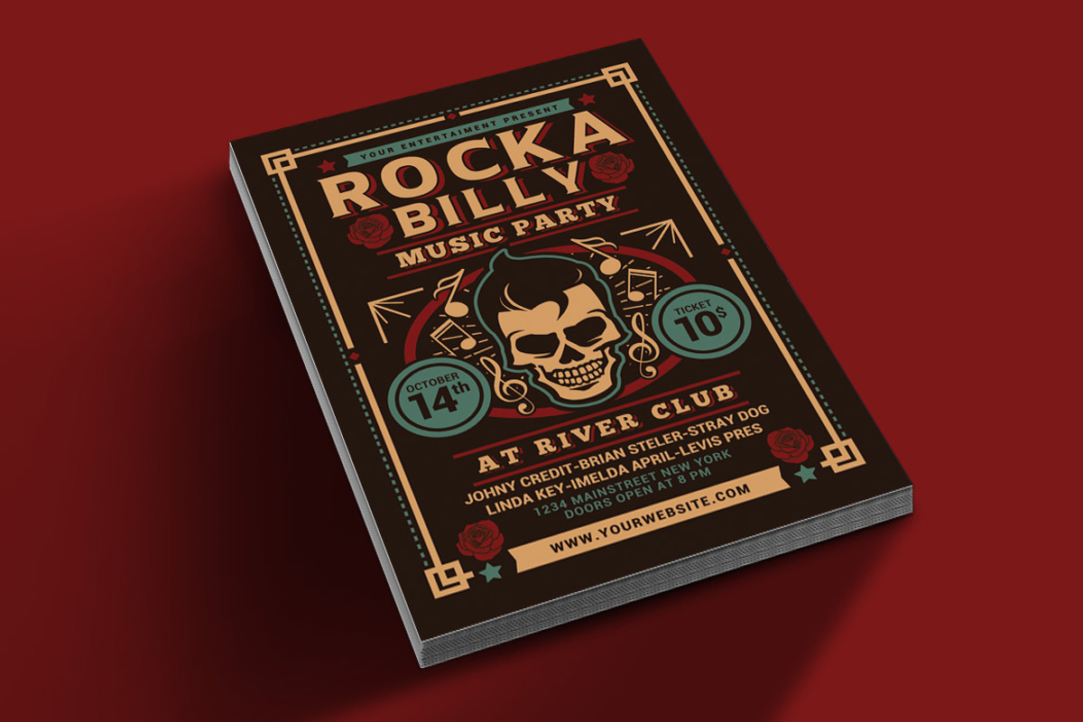 Rockabilly Music Party Flyer, a Flyer Template by Muhamad Iqbal hidayat (Photo 3 of 4)