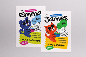 White Kids Birthday Invitation, a Card Template by graphicook