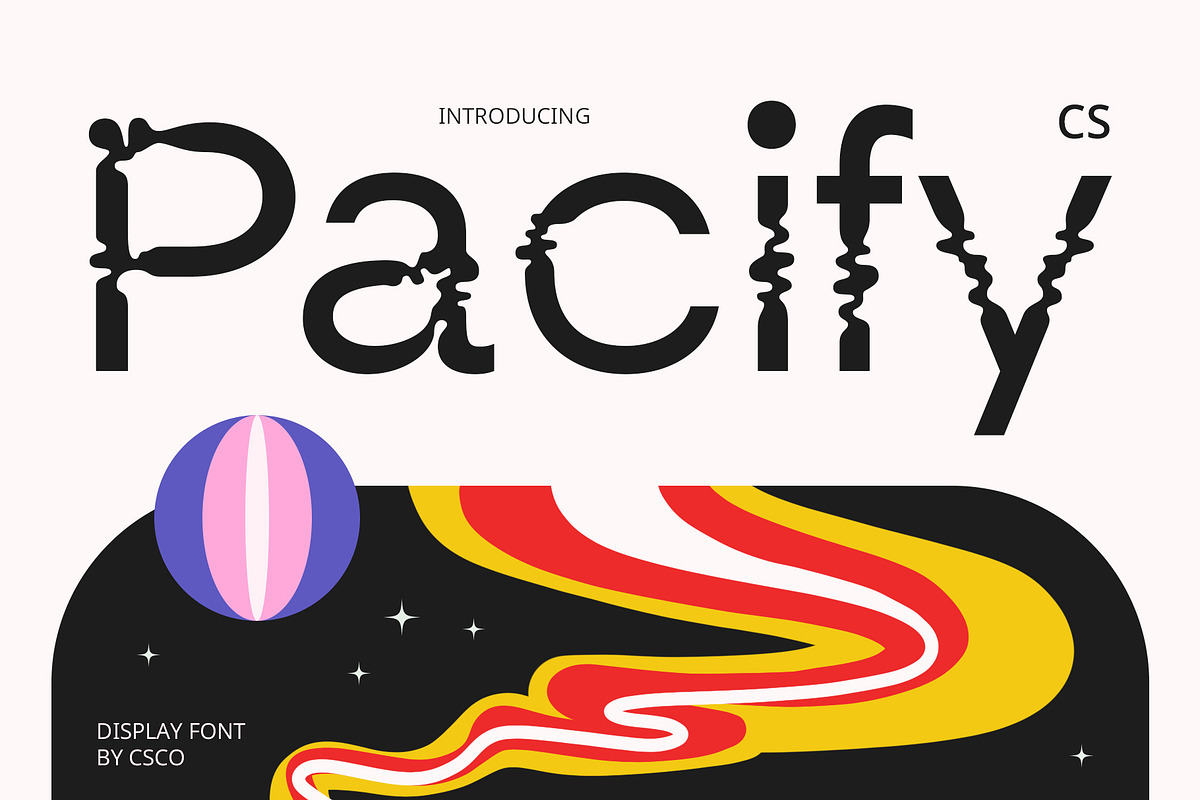 CS Pacify – Psychedelic Font, a Sans Serif Font by Craft Supply Co. (Photo 1 of 8)