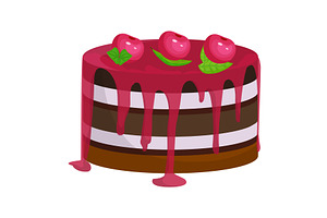 Layered chocolate cake with pink
