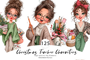 Christmas Teacher Characters, a Seasonal Illustration by CreationArt