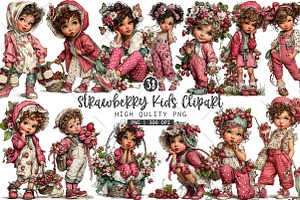 Strawberry Kids PNG Clipart, a Seasonal Illustration by OK Design