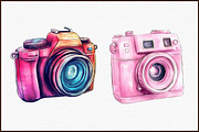 Watercolor Cameras Clip Art, an Illustration by Sublimation Artist (Thumbnail 3 of 6)