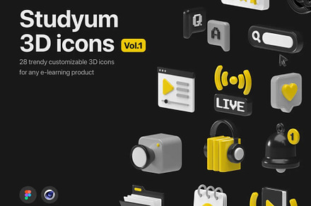 Studyum 3D icons set 1, an Icon by PremiumMockup