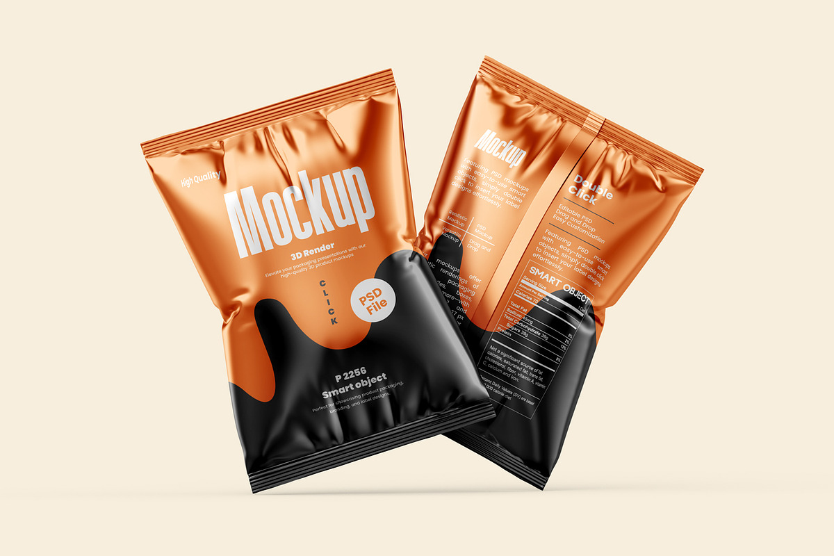 High Quality Snack Bag Mockup, a Packaging Mockup by Ram Studio LLC (Photo 6 of 12)