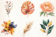 Fall Flowers and Leaves Clipart, an Illustration by Libby Wishes (Thumbnail 4 of 6)