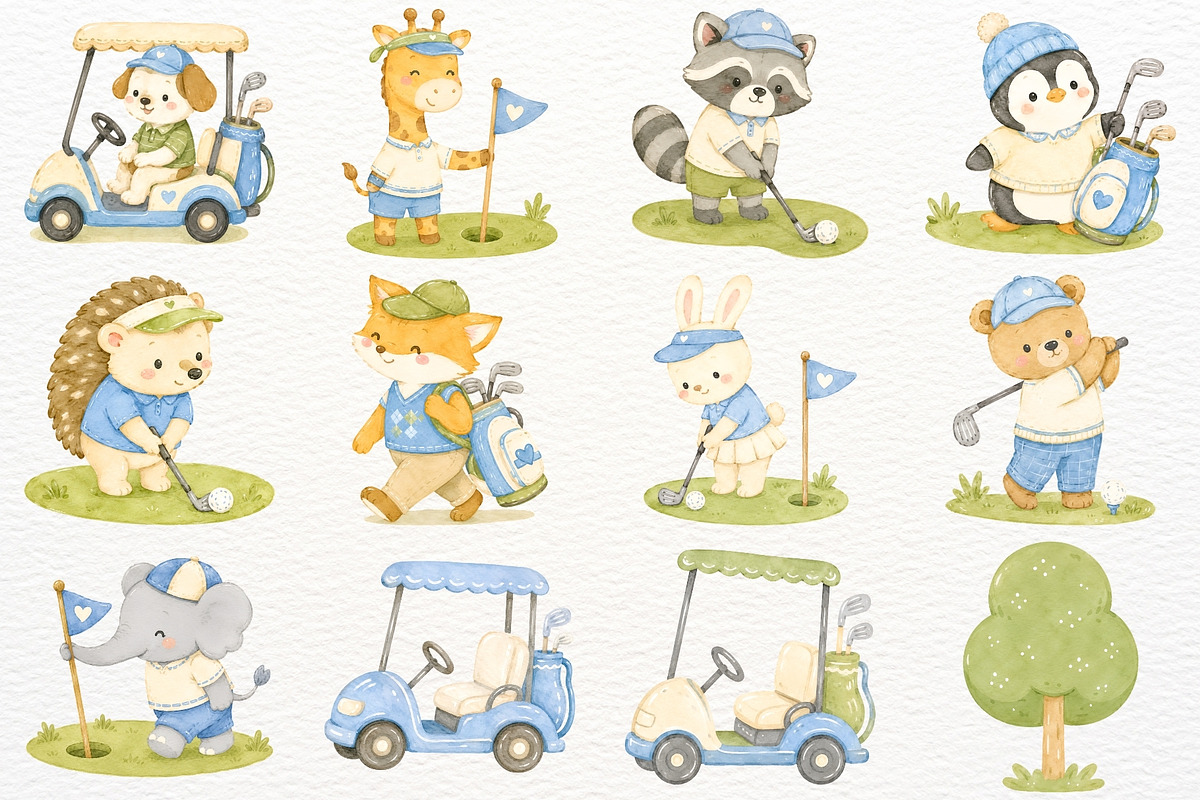Golf Baby Shower Clipart PNG Animals, a Sport Illustration by SugarCloudStudioArt (Photo 2 of 9)