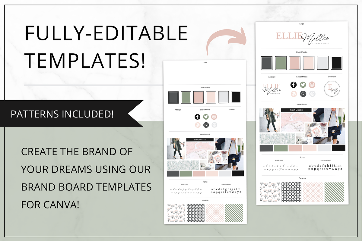 Branding Board Template Canva Uptown, a Branding & Logo Template by ...