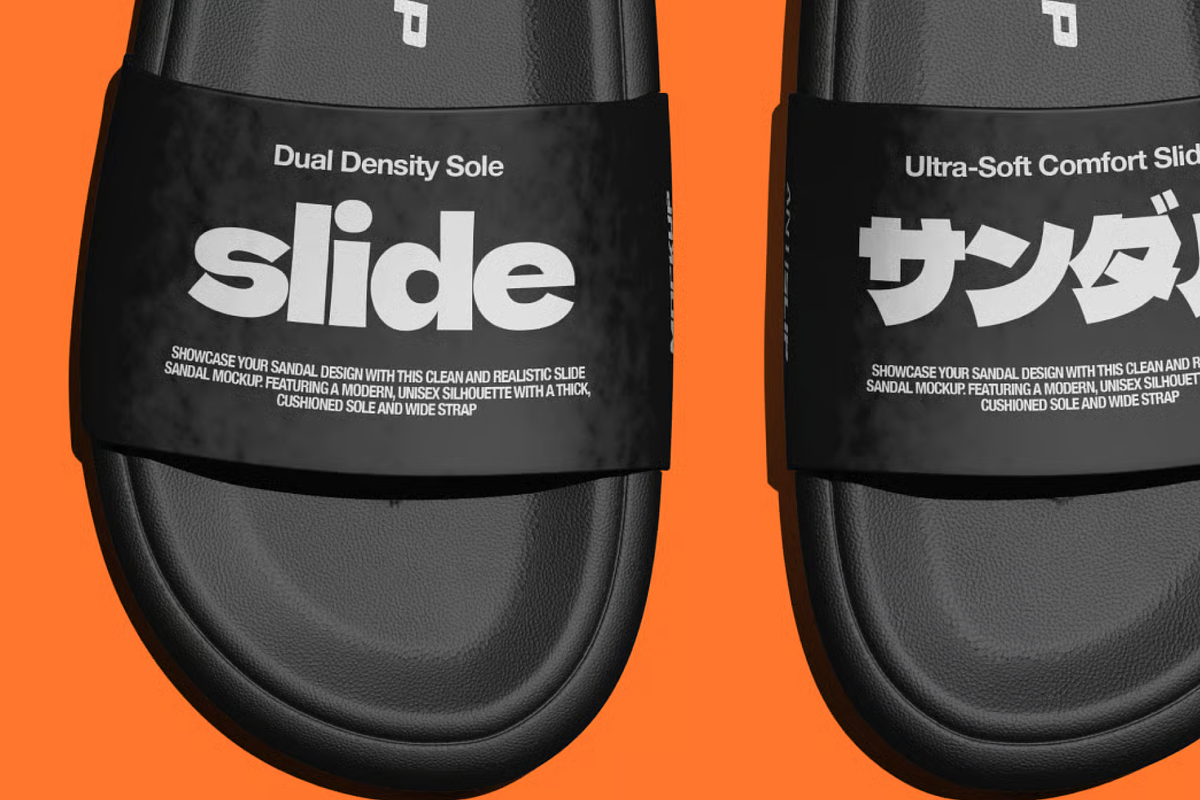 Slide Sandals Mockup, a Hat Mockup by graphicsauce (Photo 2 of 4)