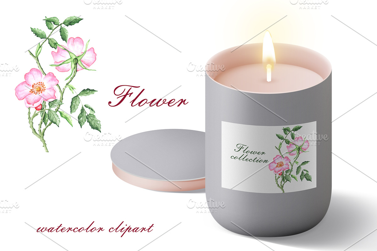 Blooming flowers watercolor clipart., an Illustration by SabinaWatercolorArt (Photo 4 of 8)