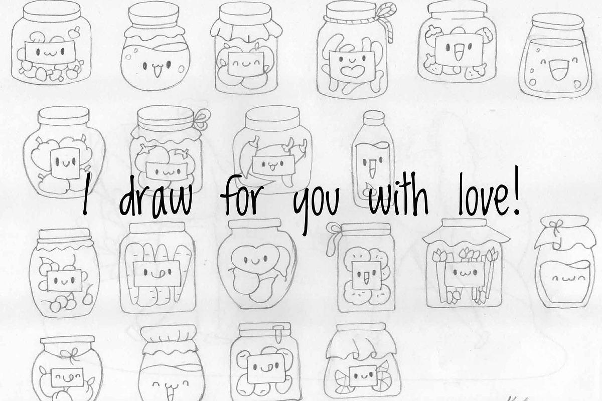 Cute Kawaii Pickles Jars Characters, an Object Illustration by Palau (Photo 9 of 12)