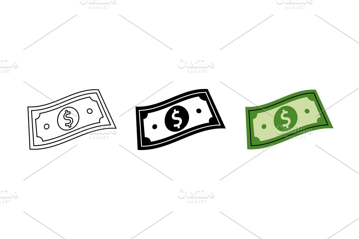 Dollar cash icon set. Cash money and, a Finance Illustration by GraphiShop