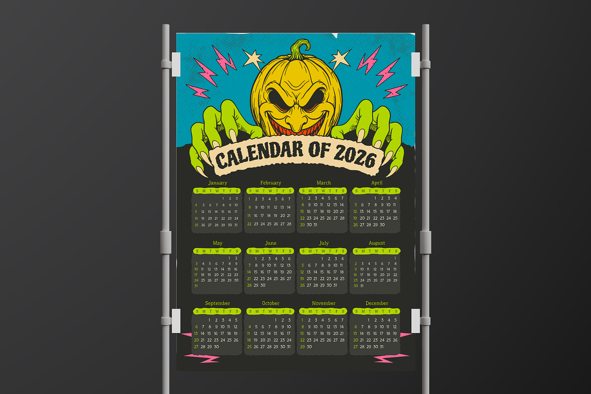 Horror Wall Calendar 2026, a Print Template by Annora Studio (Photo 4 of 6)