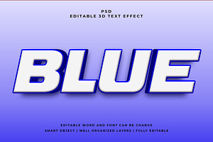 Blue 3d Editable Text Effect Style
